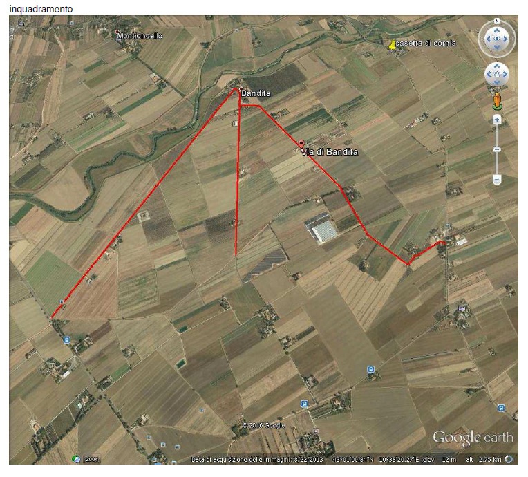 inquadramento del tracciato di via di Bandita