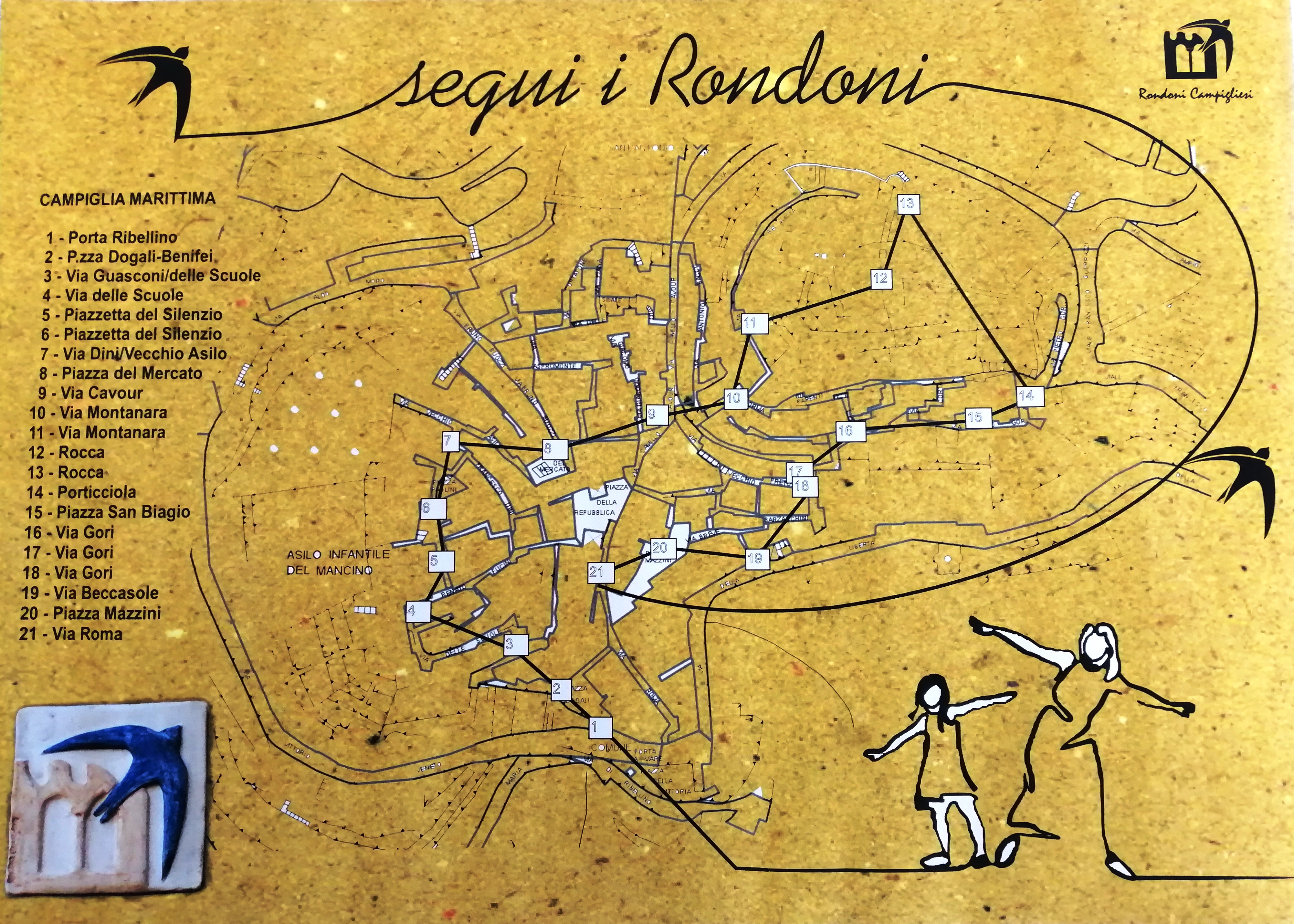 Mappa del percorso dei rondoni nel centro storico